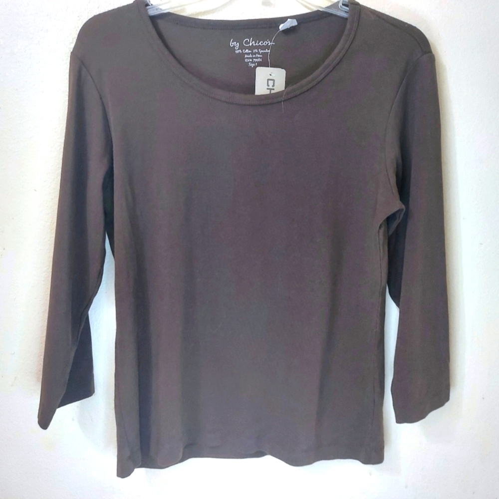 Chico's Camrose 3/4 Tee Fudge Size 8